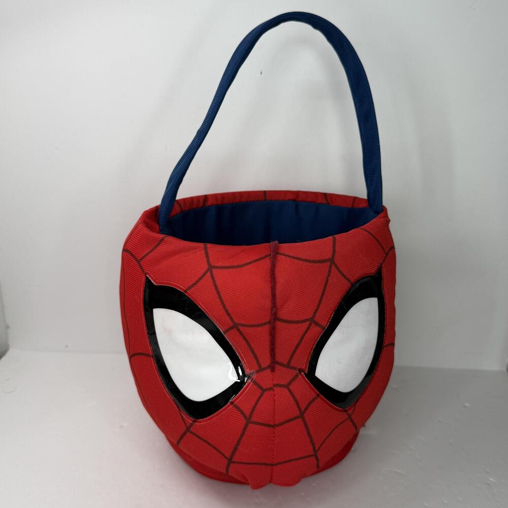 Marvel Spider-Man Candy Bucket Halloween Centerpiece Kids Red Polyester Decor